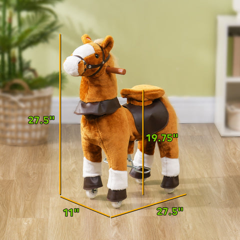 Kids Ride-On Walking Horse Toy with Wheels & Neighing Sounds