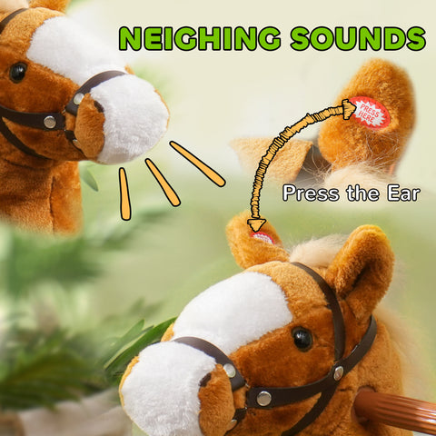 Kids Ride-On Walking Horse Toy with Wheels & Neighing Sounds