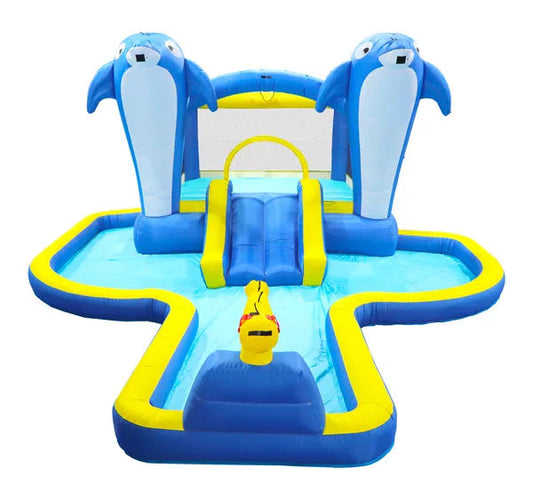 8-in-1 Inflatable Water Park Bounce House with Slide