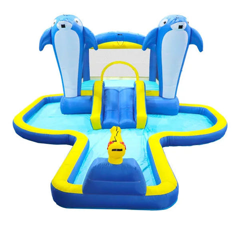 8-in-1 Inflatable Water Park Bounce House with Slide