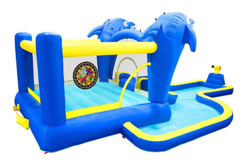 8-in-1 Inflatable Water Park Bounce House with Slide