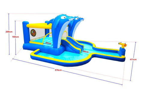 8-in-1 Inflatable Water Park Bounce House with Slide
