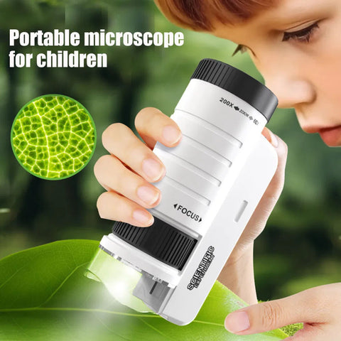 Portable Optical HD Handheld Microscope with LED Light for Kids