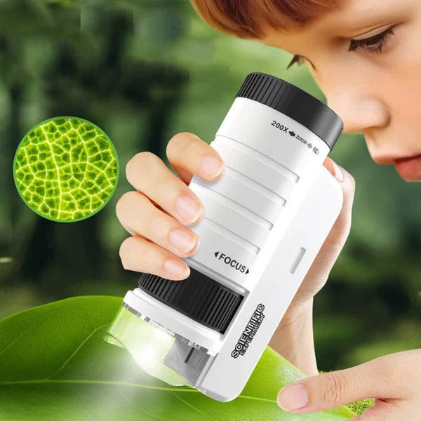 Portable Optical HD Handheld Microscope with LED Light for Kids