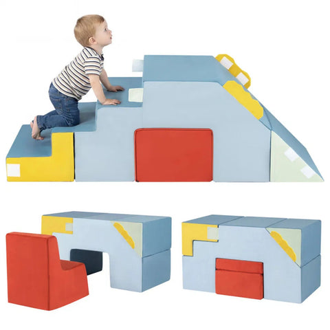 3-in-1 Toddler Soft Foam Climber With Slide and Table Chair Set