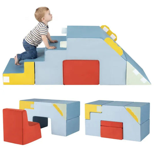 3-in-1 Toddler Soft Foam Climber With Slide and Table Chair Set