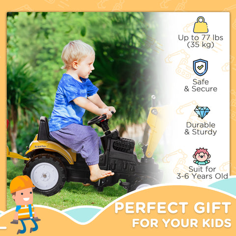 Kids Ride-on Excavator Digger Truck with Detachable Trailer