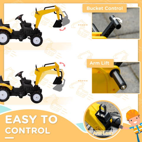 Kids Ride-on Excavator Digger Truck with Detachable Trailer