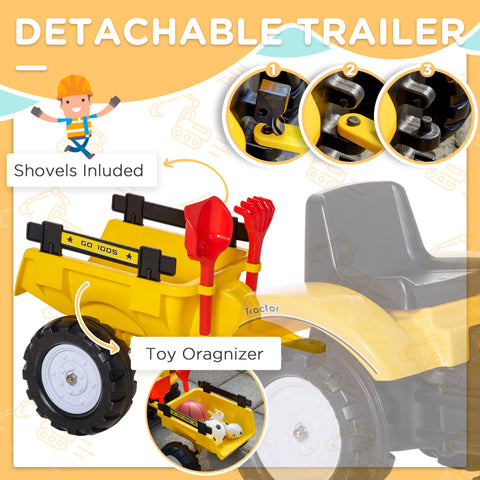 Kids Ride-on Excavator Digger Truck with Detachable Trailer