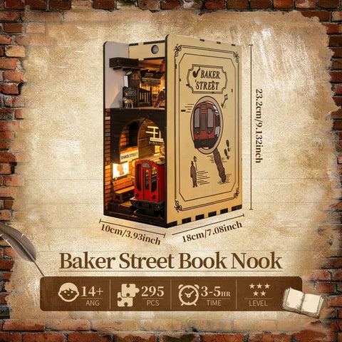3D Wooden Baker Street Book Nook Puzzle Kit with Lights