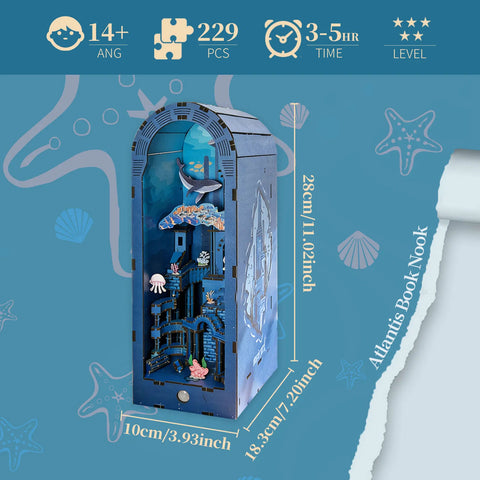 3D Wooden Atlantis Book Nook Kit With Lights
