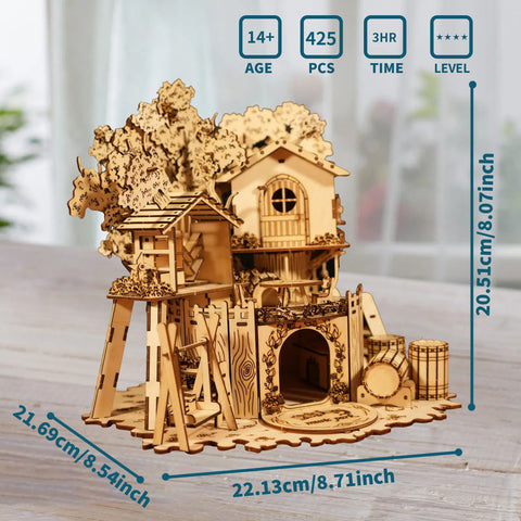 3D Wooden Treehouse Puzzle Handmade Assembly Model Kit