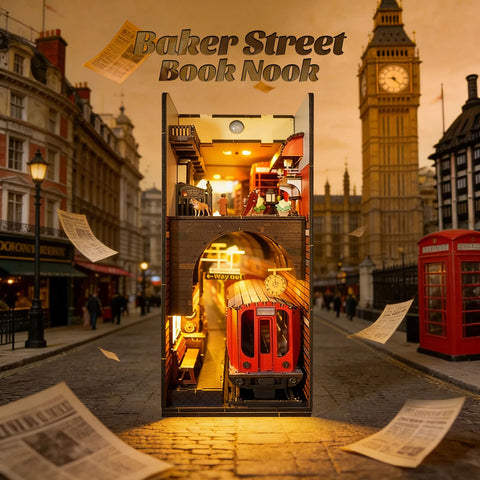 3D Wooden Baker Street Book Nook Puzzle Kit with Lights