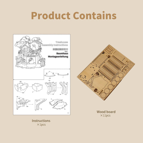 3D Wooden Treehouse Puzzle Handmade Assembly Model Kit