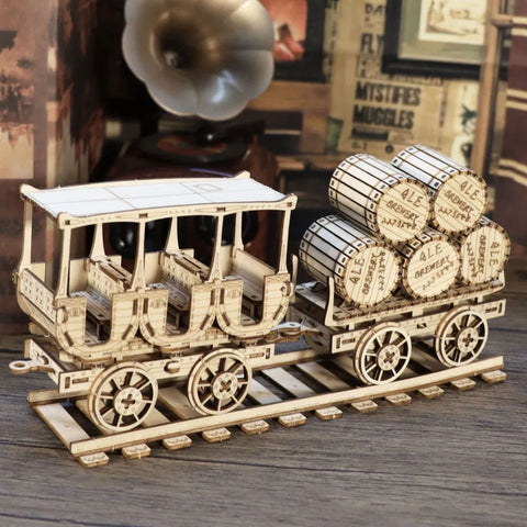3D Wooden Wine Truck Model Kit Brainteaser Puzzle