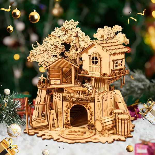 3D Wooden Treehouse Puzzle Handmade Assembly Model Kit