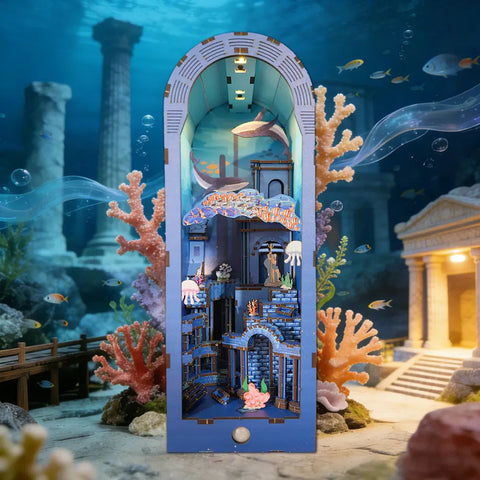3D Wooden Atlantis Book Nook Kit With Lights