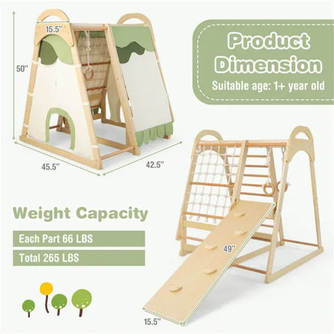 6-in-1 Wooden Kids Indoor Jungle Gym Playset