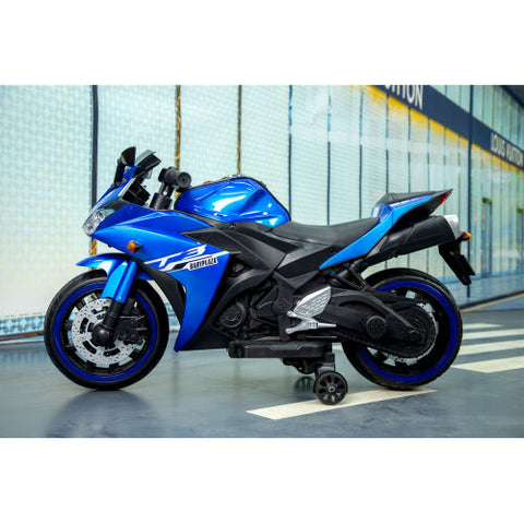 12V Electric Ride-On Motorcycle with Training Wheels