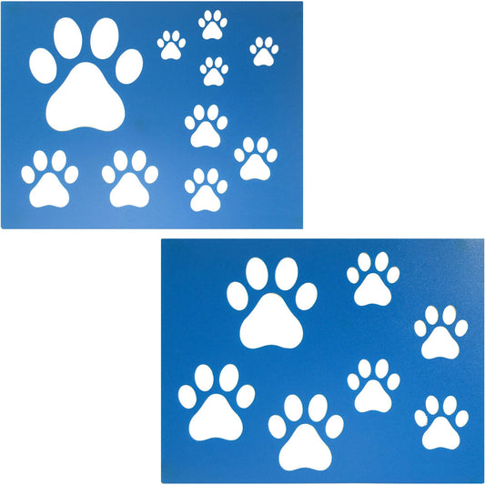 2-Pack Reusable Dog and Cat Paw Print Painting Stencils