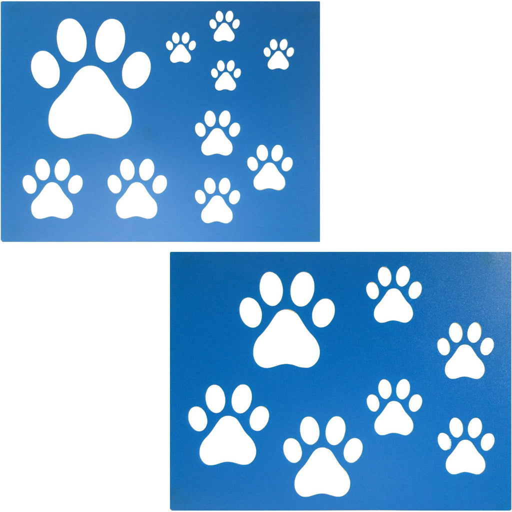 2-Pack Reusable Dog and Cat Paw Print Painting Stencils