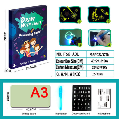Kids' 3D Magic Glow-in-the-Dark Drawing Pad Board