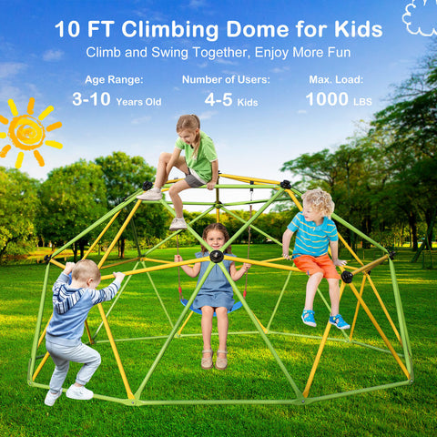 10-Foot Dome Climbing Jungle Gym with Hammock