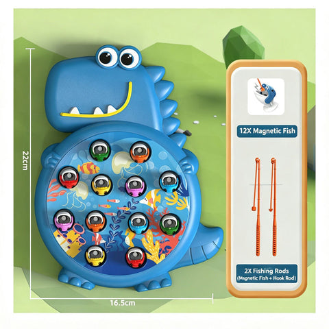 Dinosaur Magnetic Fishing Game Toy With 12 Fish and 2 Rods