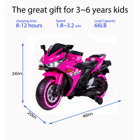 12V Electric Ride-On Motorcycle with Training Wheels
