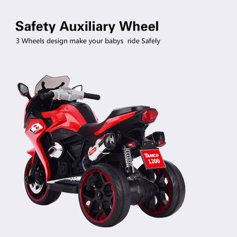 12V Kids 3-Wheel Electric Ride-on Motorcycle with Light-up Wheels