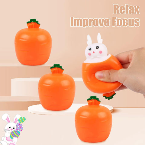 4-Pack Carrot Rabbit Pop-Up Squeeze Stress Relief Toys