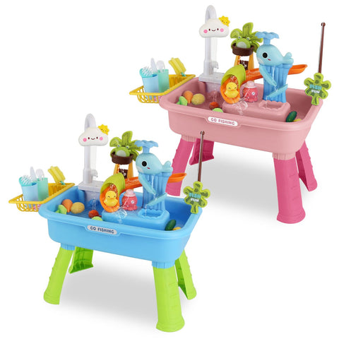 3-in-1 Kids Kitchen Sink Toy with Electric Faucet