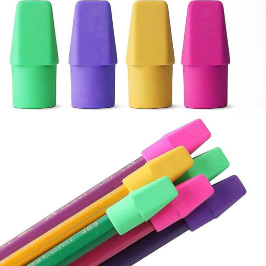 30-Piece Colorful Pencil Top Eraser Caps Set