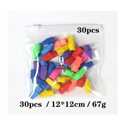 30-Piece Colorful Pencil Top Eraser Caps Set