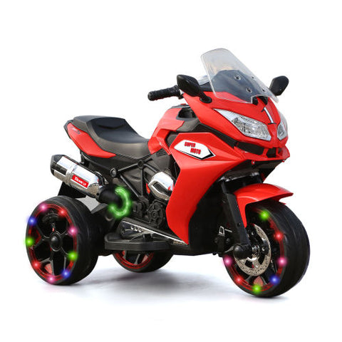 12V Kids 3-Wheel Electric Ride-on Motorcycle with Light-up Wheels