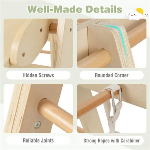 6-in-1 Wooden Kids Indoor Jungle Gym Playset