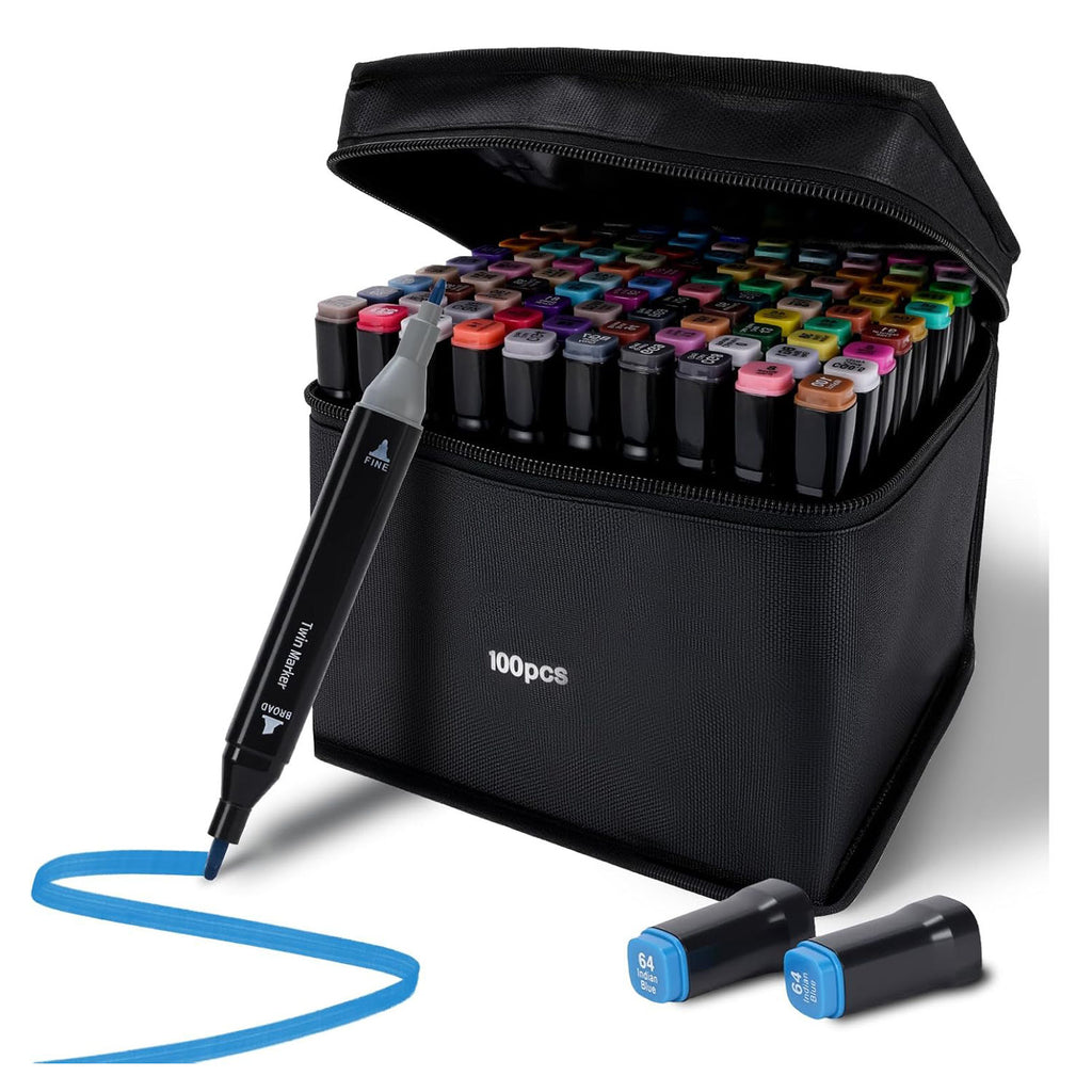 100-Color Double Tip Brush Pens for Drawing and Calligraphy
