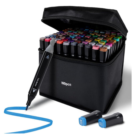 100-Color Double Tip Brush Pens for Drawing and Calligraphy