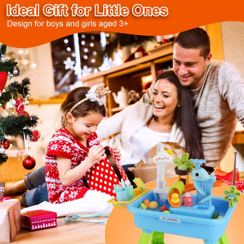3-in-1 Kids Kitchen Sink Toy with Electric Faucet