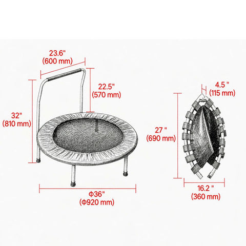 3-Foot Foldable Kids Trampoline with Foam Handle