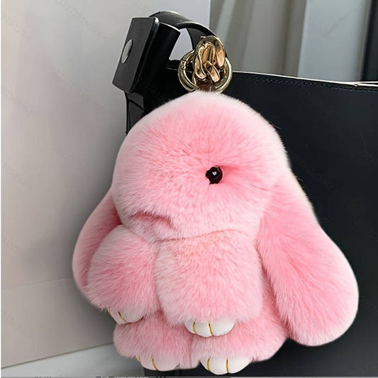Soft Plush Bunny Pom-Pom Keychain for Bags and Keys