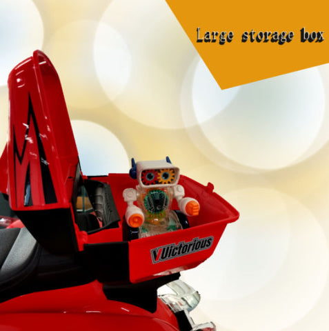 12V 2-Seat Electric Ride-On Motorcycle with 3 Wheels and Storage Box