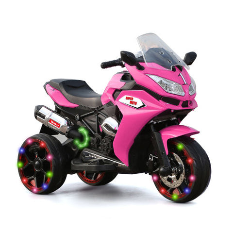 12V Kids 3-Wheel Electric Ride-on Motorcycle with Light-up Wheels