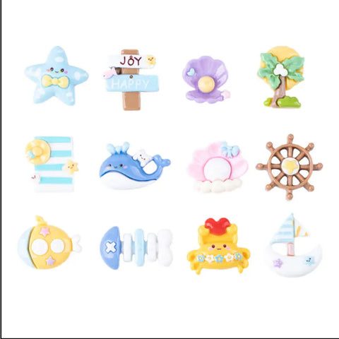 25-Piece Ocean and Beach Theme Mini Resin Decor Set