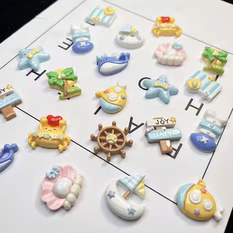 25-Piece Ocean and Beach Theme Mini Resin Decor Set