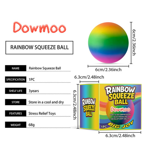 Rainbow Squeeze Stress Ball for Anxiety Relief and Grip Training