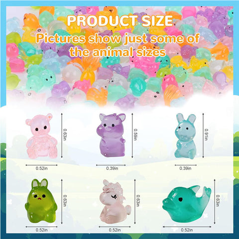 300-Piece Glow-in-the-Dark Mini Resin Animal Blind Bags