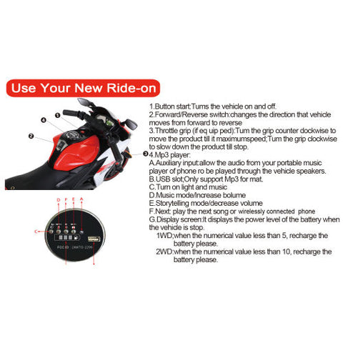 12V Kids Ride-On Electric Motorcycle with Training Wheels