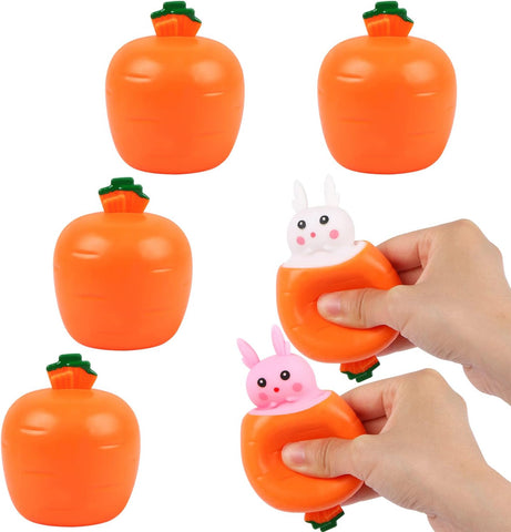 4-Pack Carrot Rabbit Pop-Up Squeeze Stress Relief Toys