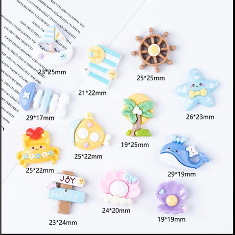 25-Piece Ocean and Beach Theme Mini Resin Decor Set